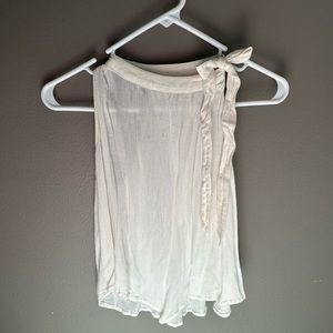 White Hollister tie neck top